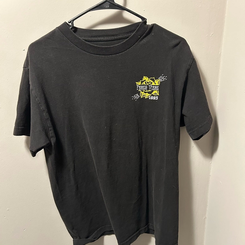 Men's Black Graphic Tee with Yellow Accents